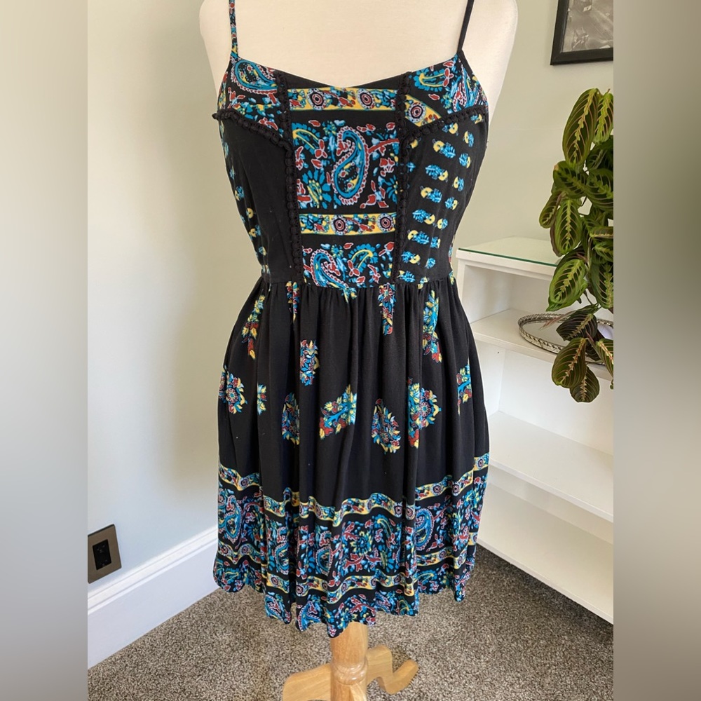 Band of Gypsies Black/Turquoise Sun Dress. Large Jr. NWOT